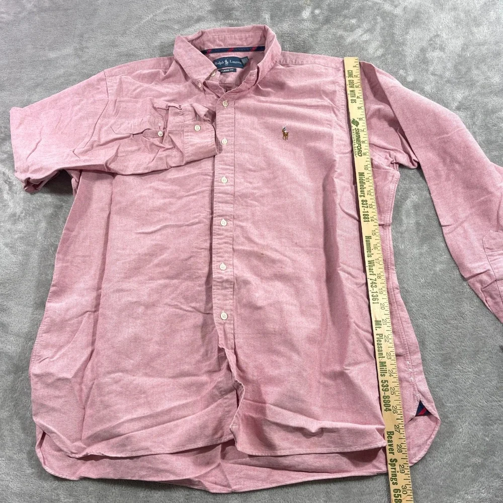 Ralph Lauren Button Down Shirt Men XL Pink Classic Fit Oxford Cotton Long Sleeve
